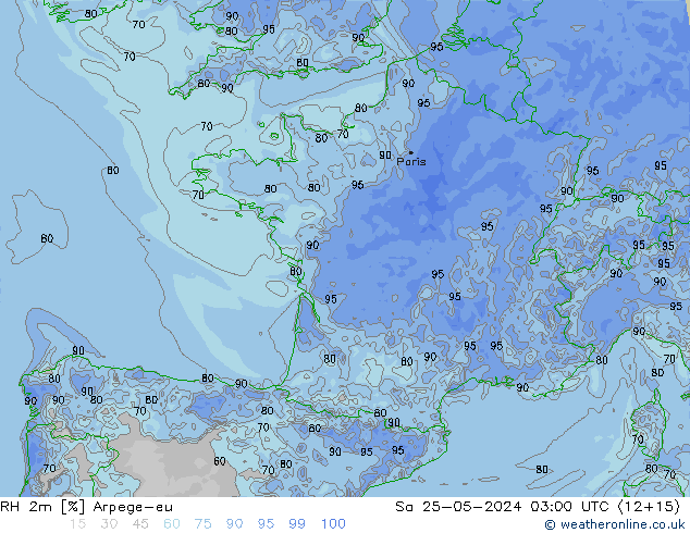 RH 2m Arpege-eu sab 25.05.2024 03 UTC