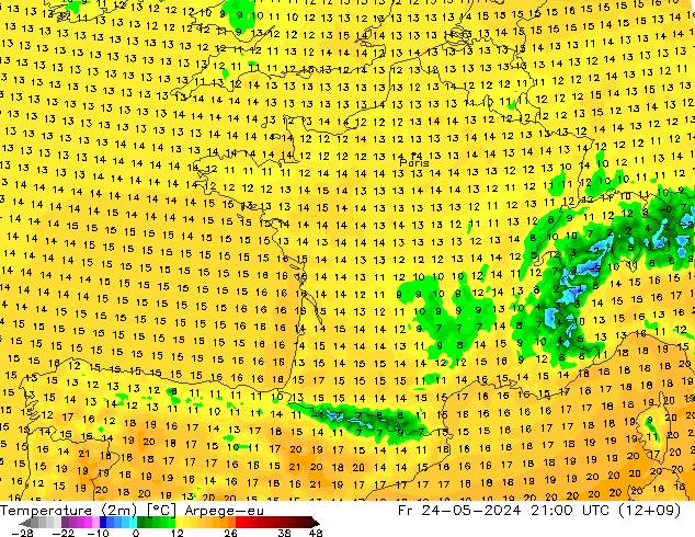 Temperature (2m) Arpege-eu Fr 24.05.2024 21 UTC