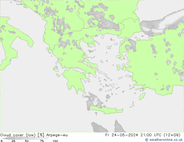 Nuages (bas) Arpege-eu ven 24.05.2024 21 UTC