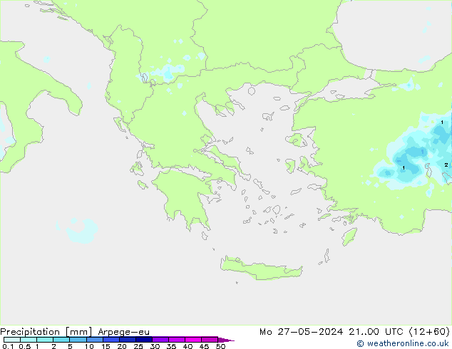 Precipitazione Arpege-eu lun 27.05.2024 00 UTC