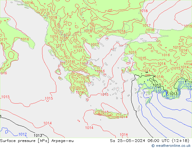 Surface pressure Arpege-eu Sa 25.05.2024 06 UTC