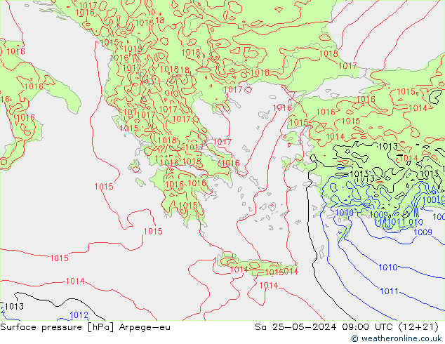 Surface pressure Arpege-eu Sa 25.05.2024 09 UTC