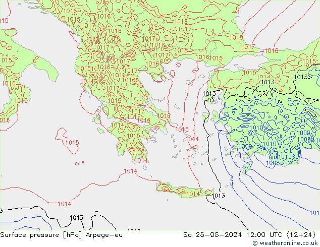 Surface pressure Arpege-eu Sa 25.05.2024 12 UTC