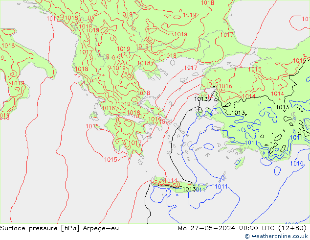 Surface pressure Arpege-eu Mo 27.05.2024 00 UTC