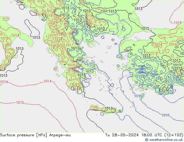 Surface pressure Arpege-eu Tu 28.05.2024 18 UTC