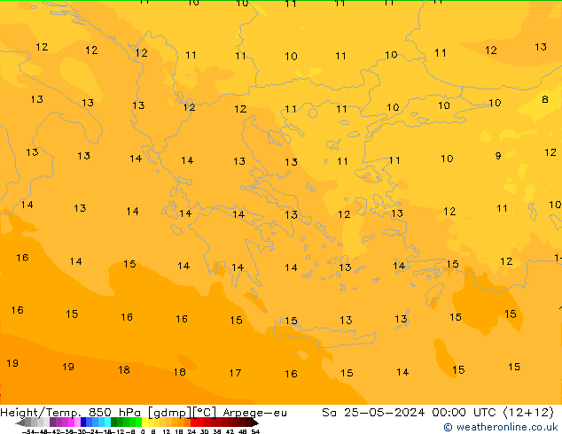 Height/Temp. 850 hPa Arpege-eu Sa 25.05.2024 00 UTC