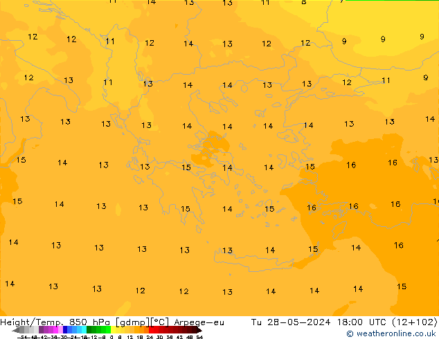 Yükseklik/Sıc. 850 hPa Arpege-eu Sa 28.05.2024 18 UTC