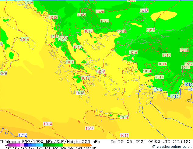 Thck 850-1000 hPa Arpege-eu Sáb 25.05.2024 06 UTC