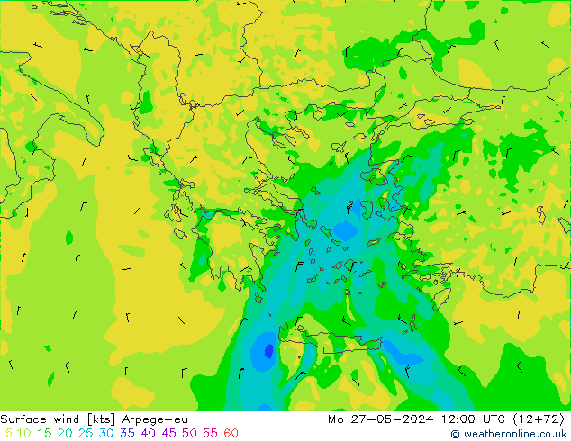 ветер 10 m Arpege-eu пн 27.05.2024 12 UTC