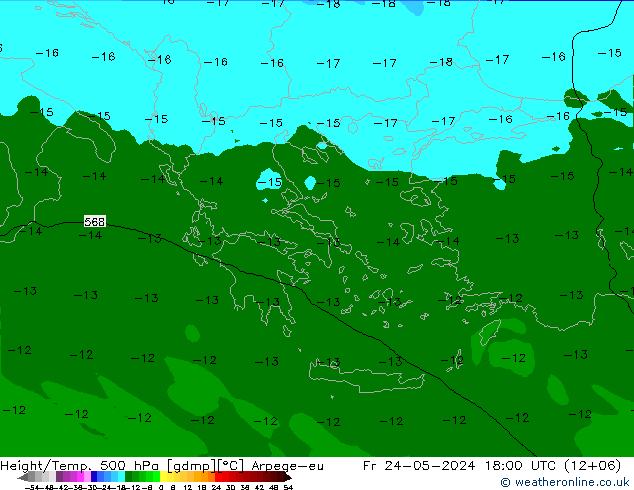 Height/Temp. 500 hPa Arpege-eu Pá 24.05.2024 18 UTC