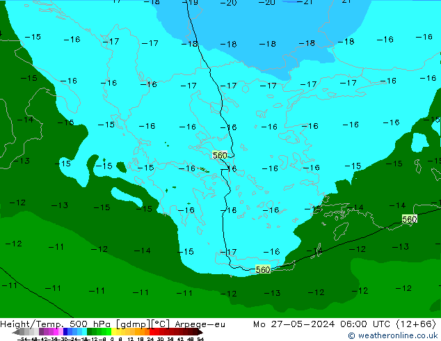 Height/Temp. 500 hPa Arpege-eu Mo 27.05.2024 06 UTC