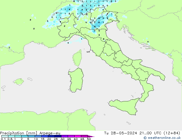 осадки Arpege-eu вт 28.05.2024 00 UTC
