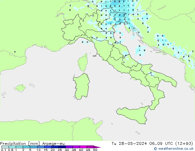 Precipitation Arpege-eu Tu 28.05.2024 09 UTC