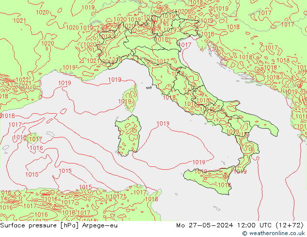 Atmosférický tlak Arpege-eu Po 27.05.2024 12 UTC