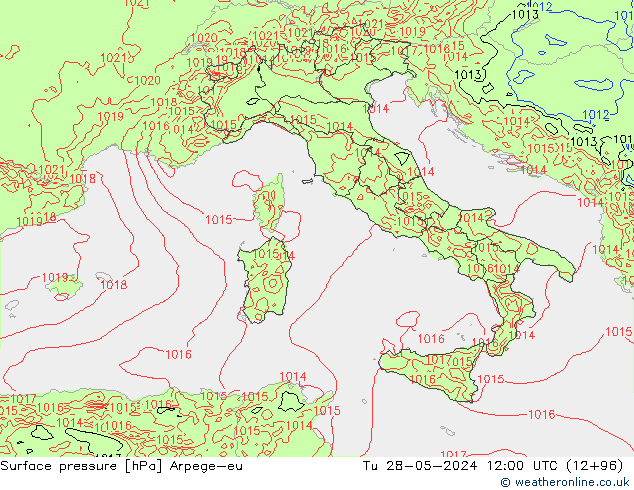 Atmosférický tlak Arpege-eu Út 28.05.2024 12 UTC