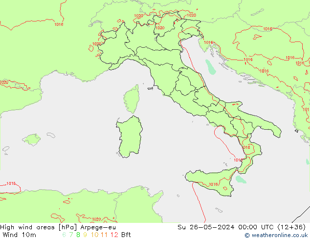 High wind areas Arpege-eu dim 26.05.2024 00 UTC