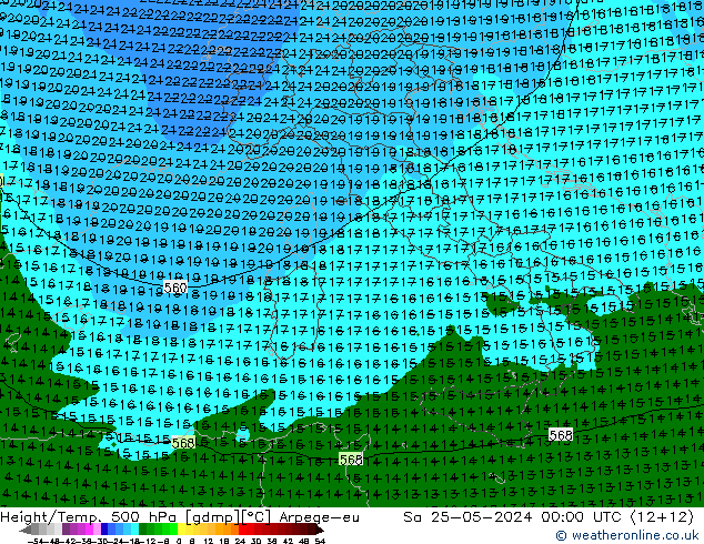 Height/Temp. 500 hPa Arpege-eu Sa 25.05.2024 00 UTC