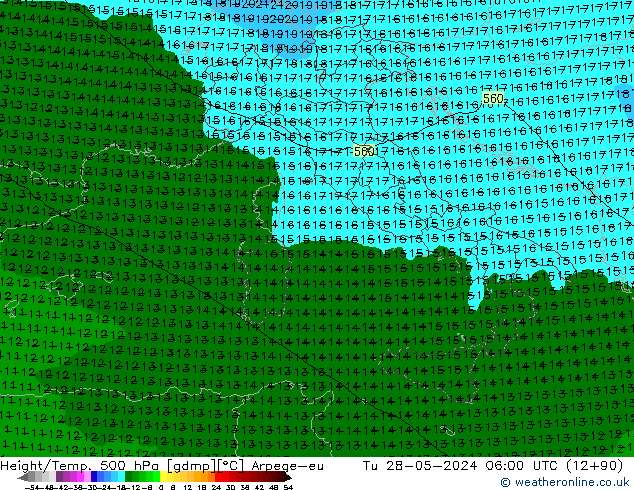 Height/Temp. 500 hPa Arpege-eu mar 28.05.2024 06 UTC