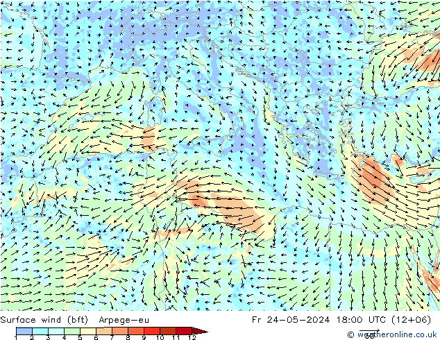 wiatr 10 m (bft) Arpege-eu pt. 24.05.2024 18 UTC