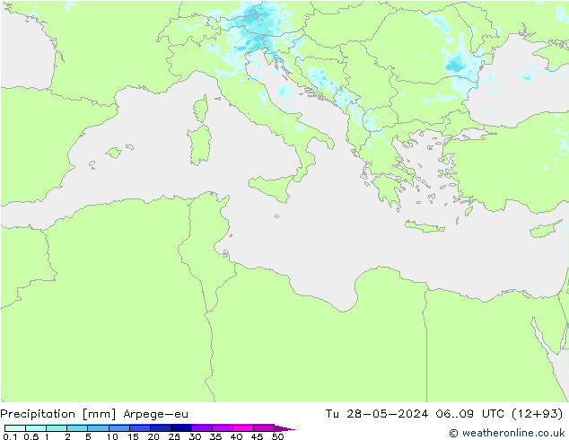 осадки Arpege-eu вт 28.05.2024 09 UTC