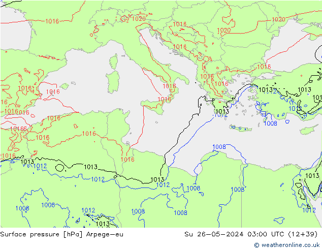 Luchtdruk (Grond) Arpege-eu zo 26.05.2024 03 UTC