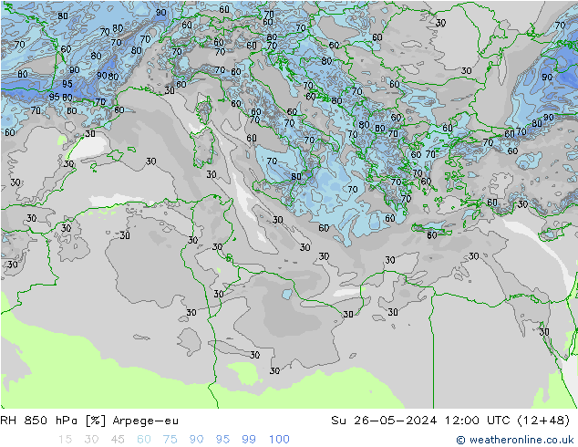 RH 850 hPa Arpege-eu Su 26.05.2024 12 UTC