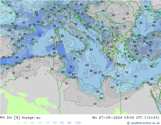 RH 2m Arpege-eu  27.05.2024 03 UTC