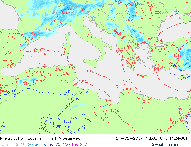 Precipitation accum. Arpege-eu пт 24.05.2024 18 UTC