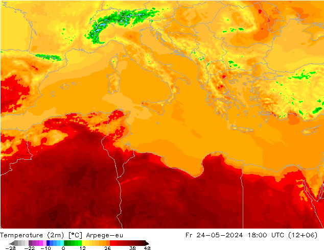 Temperature (2m) Arpege-eu Fr 24.05.2024 18 UTC