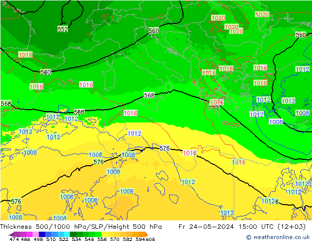 Dikte 500-1000hPa Arpege-eu vr 24.05.2024 15 UTC