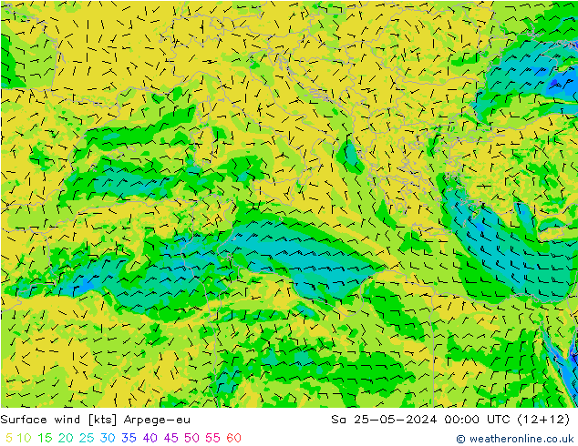 Rüzgar 10 m Arpege-eu Cts 25.05.2024 00 UTC