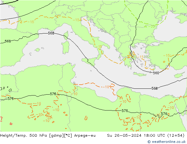 Géop./Temp. 500 hPa Arpege-eu dim 26.05.2024 18 UTC