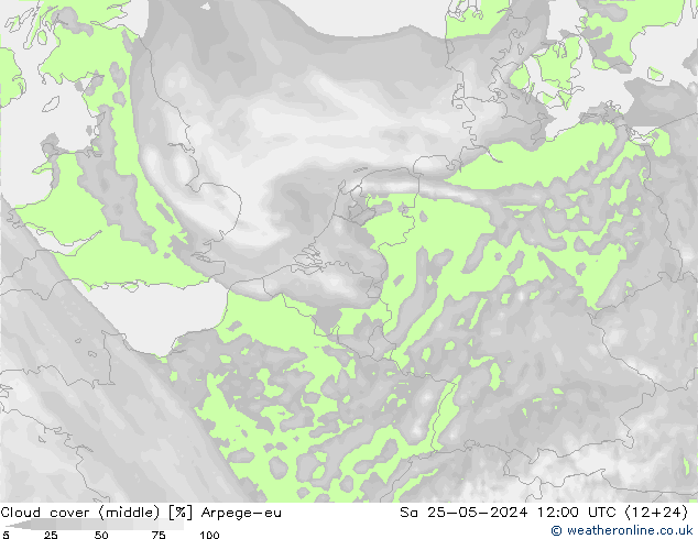Nubes medias Arpege-eu sáb 25.05.2024 12 UTC