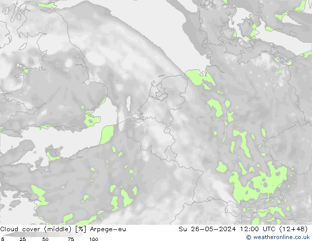 Nubes medias Arpege-eu dom 26.05.2024 12 UTC