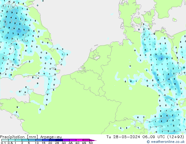 Srážky Arpege-eu Út 28.05.2024 09 UTC