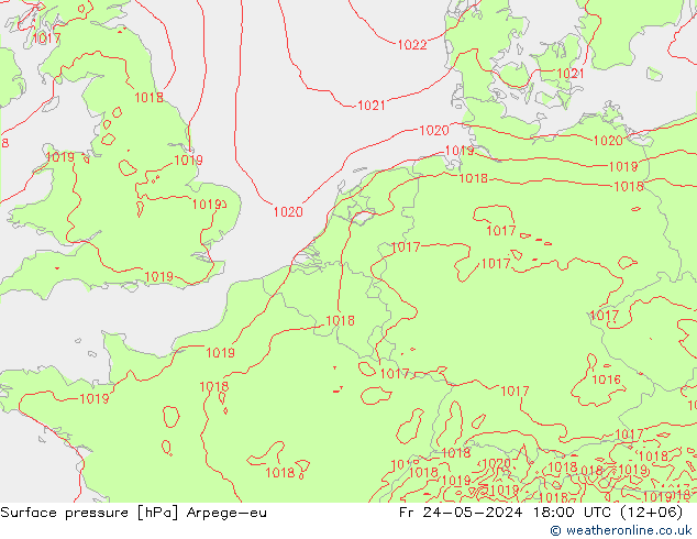 Surface pressure Arpege-eu Fr 24.05.2024 18 UTC