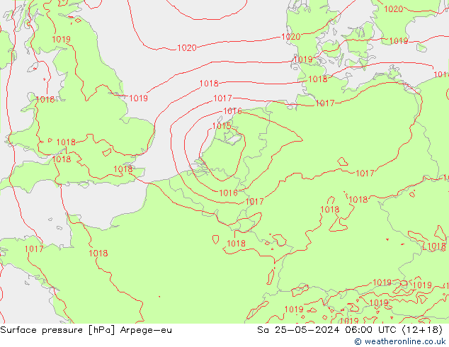 Surface pressure Arpege-eu Sa 25.05.2024 06 UTC