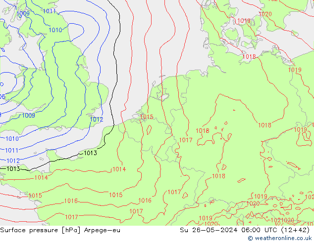 Surface pressure Arpege-eu Su 26.05.2024 06 UTC