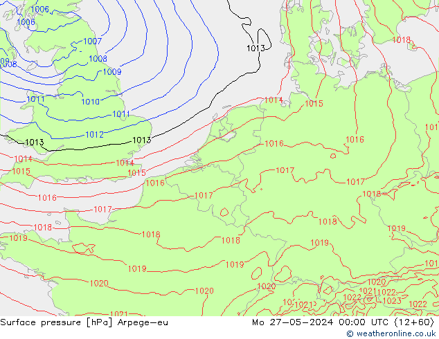 Surface pressure Arpege-eu Mo 27.05.2024 00 UTC