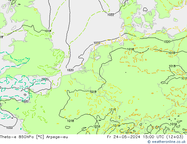 Theta-e 850hPa Arpege-eu Fr 24.05.2024 15 UTC