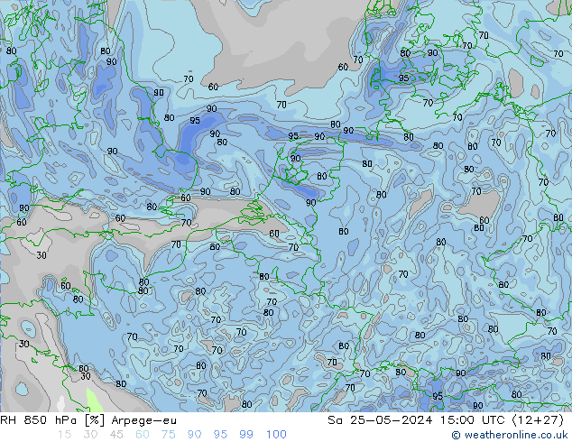 RH 850 hPa Arpege-eu Sa 25.05.2024 15 UTC