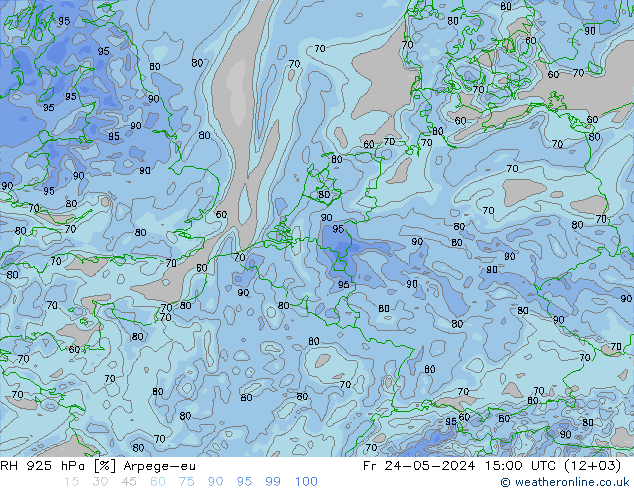 RH 925 hPa Arpege-eu Fr 24.05.2024 15 UTC