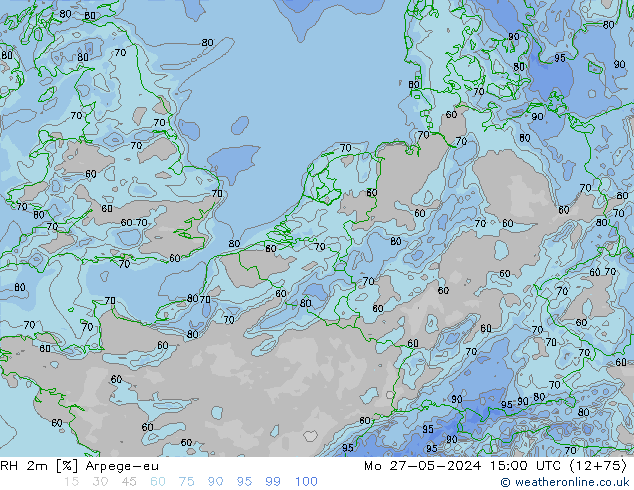 Humedad rel. 2m Arpege-eu lun 27.05.2024 15 UTC