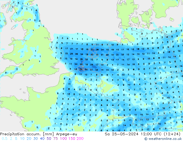 Toplam Yağış Arpege-eu Cts 25.05.2024 12 UTC