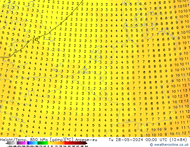 Height/Temp. 850 hPa Arpege-eu Út 28.05.2024 00 UTC