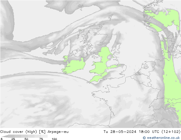 Bewolking (Hoog) Arpege-eu di 28.05.2024 18 UTC