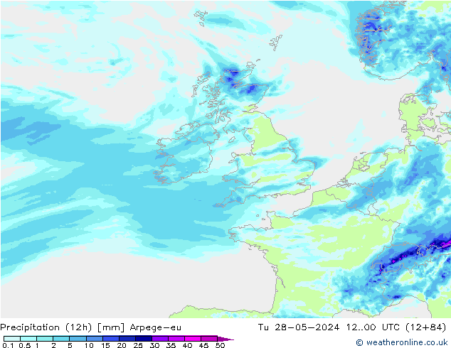 Precipitación (12h) Arpege-eu mar 28.05.2024 00 UTC