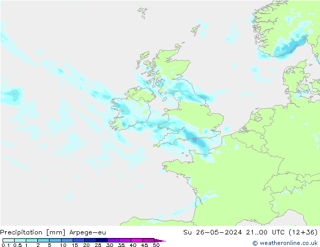 Precipitation Arpege-eu Su 26.05.2024 00 UTC