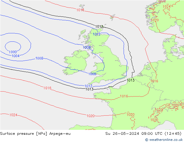 pressão do solo Arpege-eu Dom 26.05.2024 09 UTC