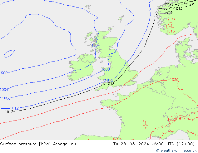 Yer basıncı Arpege-eu Sa 28.05.2024 06 UTC